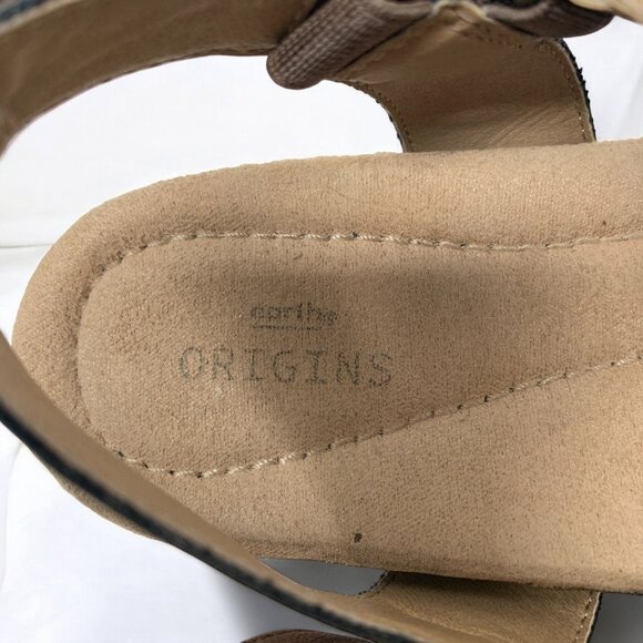 Earth Origins Karlie Sandals Brown Laser-Cut Leather & Adjustable Straps Sz 9 - Picture 6 of 9
